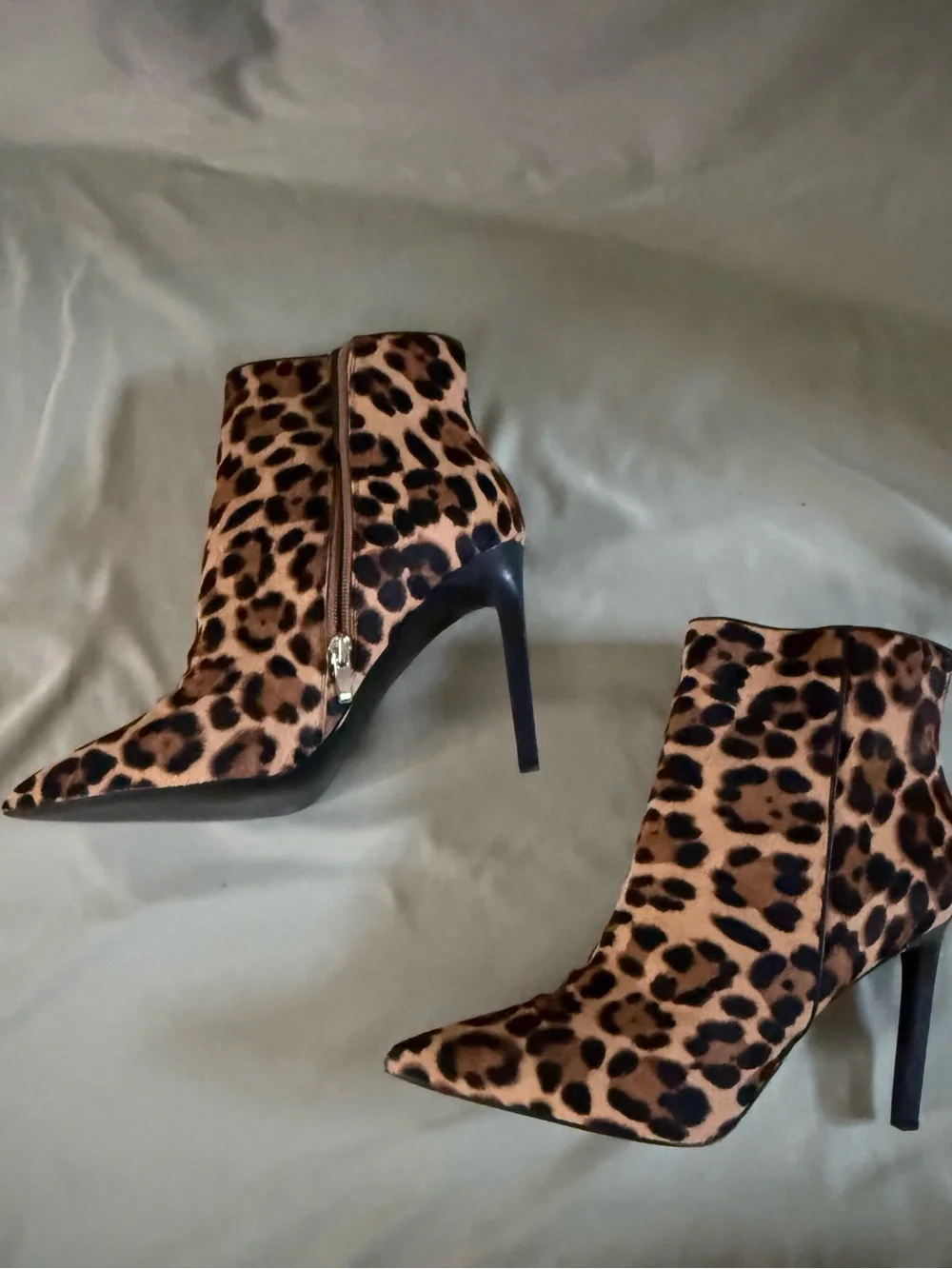 Nine West Leopard Print Pointed Toe Ankle Boots - Brown/Black